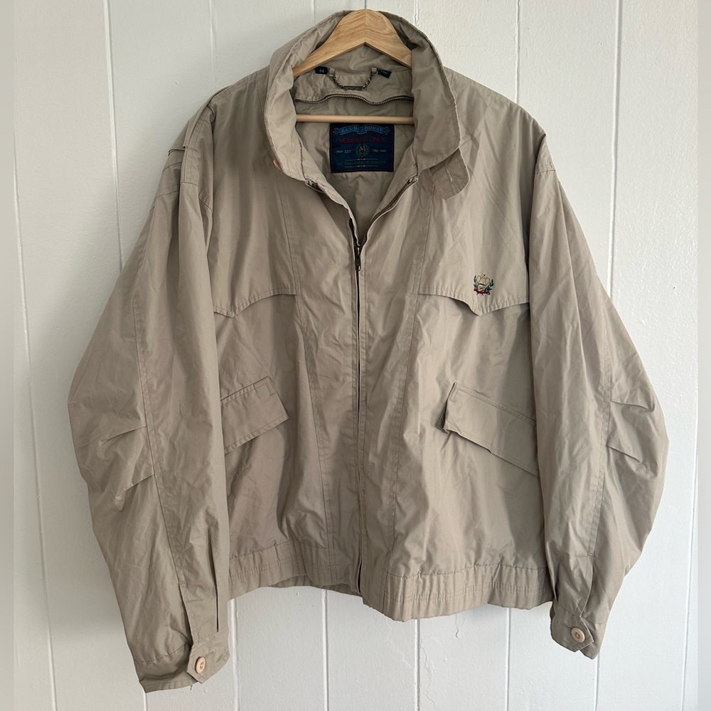 Vintage Members Only Club House Beige Windbreaker Jacket – Classic 90s Style